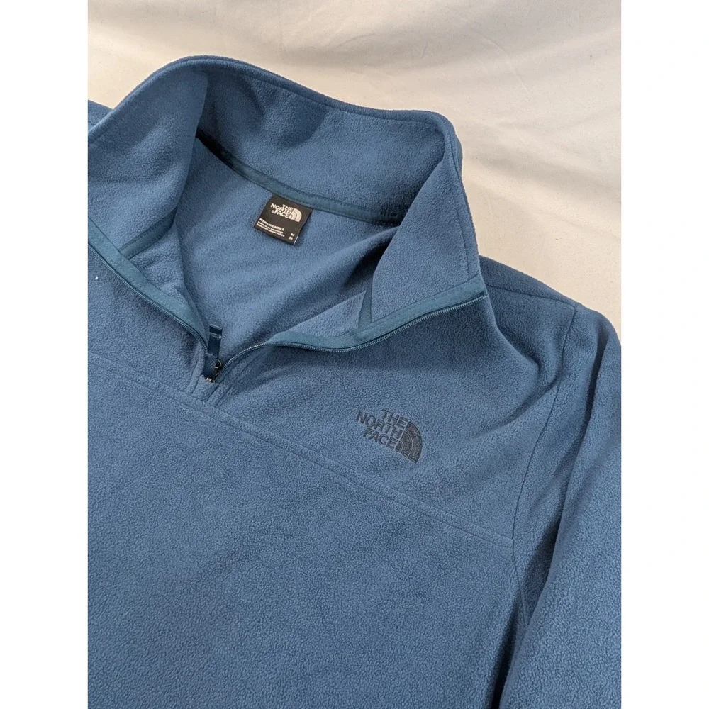 The North Face Mens M Blue Heather 1/4 Zip Fleece Pullover Lightweight Hiking